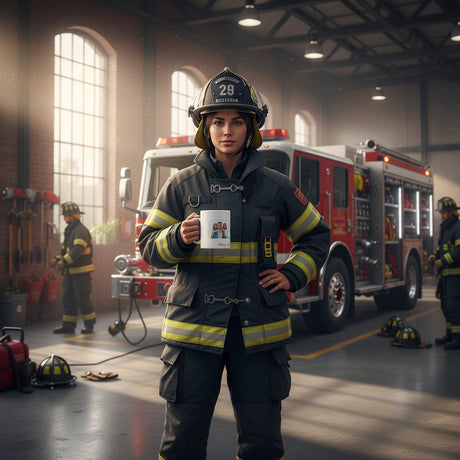 Feuerwehrfrau Personalisierbare Fototasse – Elegant 11oz Keramikkafé – bedruckte Fototasse mit individuell wählbarem Motiv
