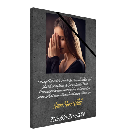 Stimmungsvolle Wandkunst für stilvolle Räume. mit Trauerflor - Trauersprüche ausgefallen Leinwandbild: zeitlos und harmonisch. Schlicht, elegant und wirkungsvoll.
