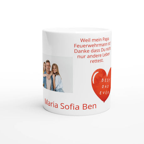 Personalisierte Tasse mit Foto - Feuerwehrmann – bedruckte Fototasse mit individuell wählbarem Motiv