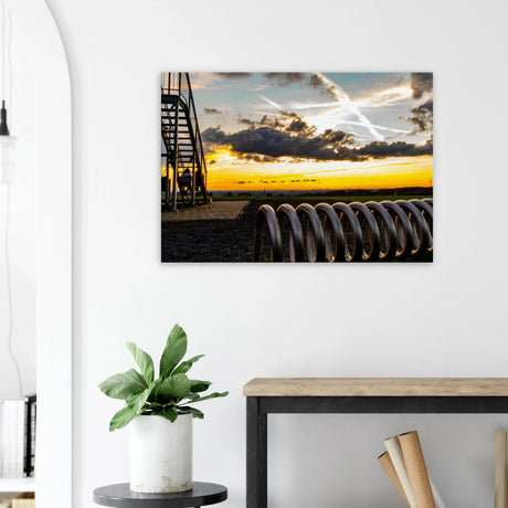 Kunstdruck auf Leinwand - Förderturm Bindweide 70x100 cm / 28x40″ – bedruckte Leinwand auf stabilem Keilrahmen
