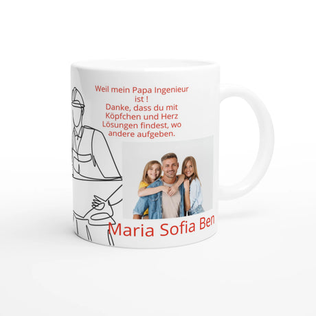 Fototasse personalisierbar – Danke, lieber Ingenieur – Keramiktasse mit personalisierbarer Druckgestaltung