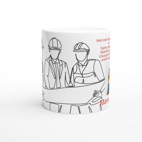Dekoration mit Charakter. Fototasse personalisierbar – Danke, lieber Ingenieur: zeitlos und harmonisch. Schlicht, elegant und wirkungsvoll.