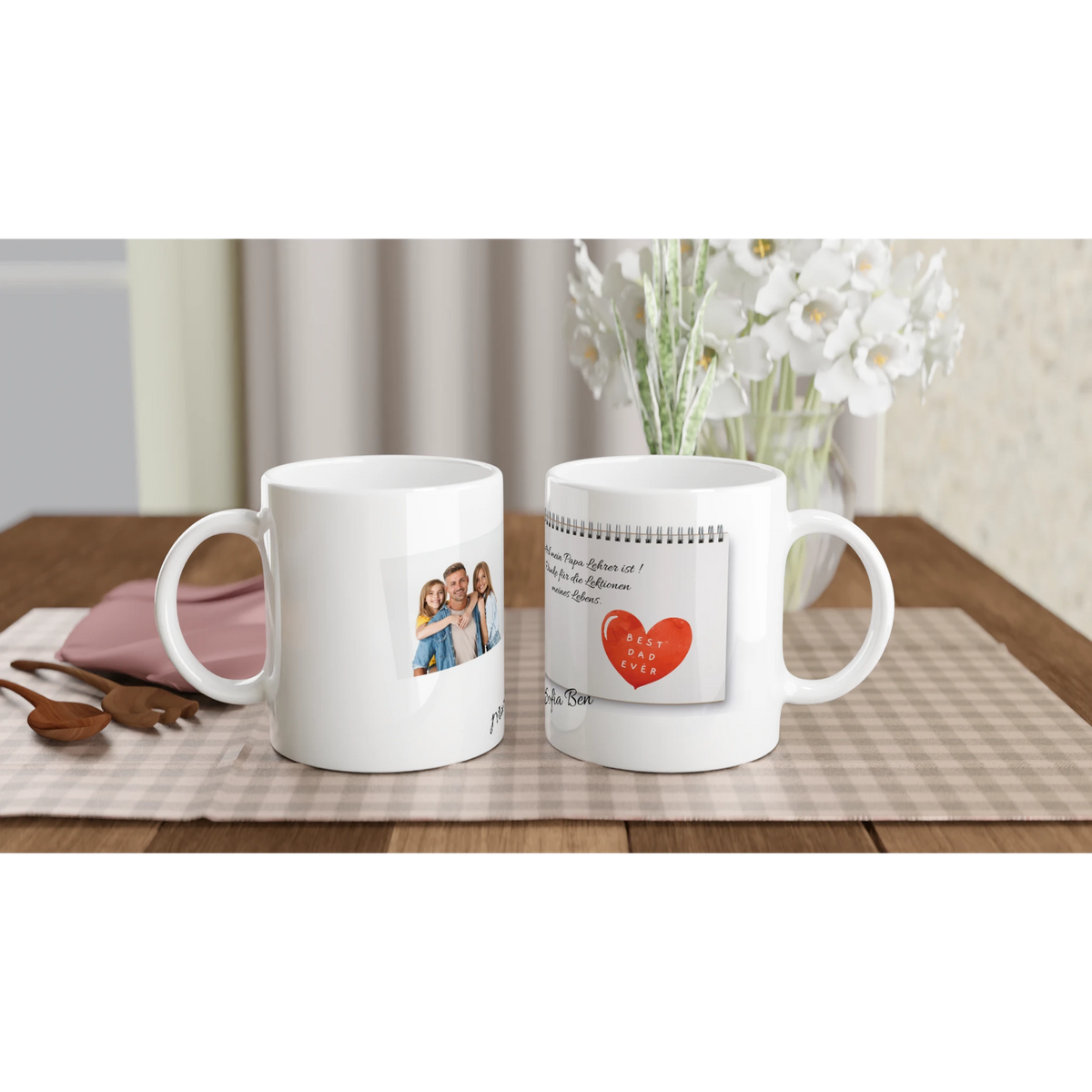 Fototasse personalisierbar - Lehrer – weiße Fototasse aus Keramik für Kaffee oder Tee