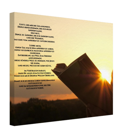 Dekoration mit Charakter. Gelassenheitsgebet Leinwanddruck -: zeitlos und harmonisch. Schlicht, elegant und wirkungsvoll.