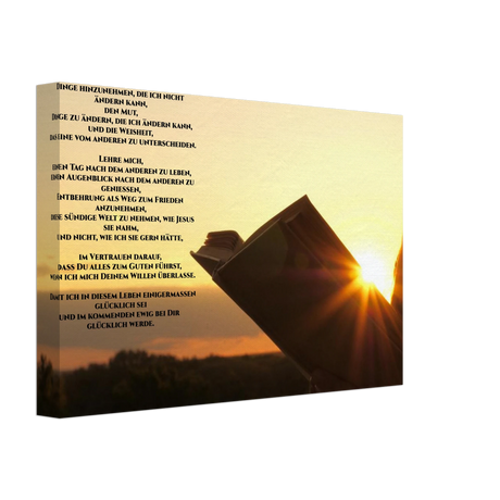Dekoration mit Charakter. Gelassenheitsgebet Leinwanddruck -: zeitlos und harmonisch. Schlicht, elegant und wirkungsvoll.
