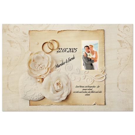 Geschenk zur Hochzeit - Hochwertiger Holzdruck aus Birkenholz für rustikale Wandkunst – Holzbild mit dekorativer Motivgestaltung