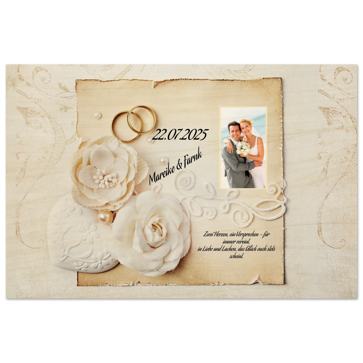 Geschenk zur Hochzeit - Hochwertiger Holzdruck aus Birkenholz für rustikale Wandkunst – Wandbild auf Holz mit individuell gewähltem Motiv