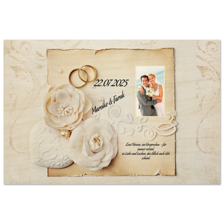 Geschenk zur Hochzeit - Hochwertiger Holzdruck aus Birkenholz für rustikale Wandkunst – Wandbild auf Holz mit individuell gewähltem Motiv