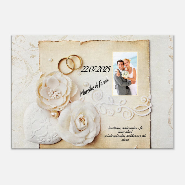 Einzigartige Erinnerung an einen besonderen Tag. Geschenk zur Hochzeit - personalisierte Leinwand: ideal als persönliches Geschenk. Ein bleibendes Andenken an einen einmaligen Tag.