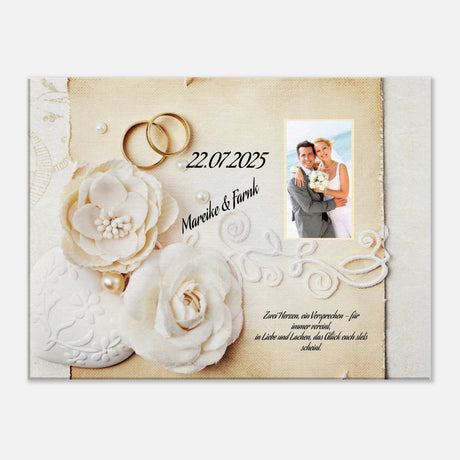 Einzigartige Erinnerung an einen besonderen Tag. Geschenk zur Hochzeit - personalisierte Leinwand: ideal als persönliches Geschenk. Ein bleibendes Andenken an einen einmaligen Tag.