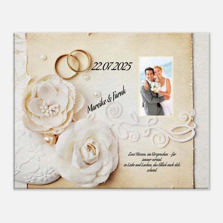 Romantische Dekoration mit emotionaler Tiefe. Geschenk zur Hochzeit - personalisierte Leinwand: ideal als persönliches Geschenk. Ideal für frisch Vermählte und verliebte Paare.