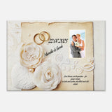 Einzigartige Erinnerung an einen besonderen Tag. Geschenk zur Hochzeit - personalisierte Leinwand: ideal als persönliches Geschenk. Ideal für frisch Vermählte und verliebte Paare.