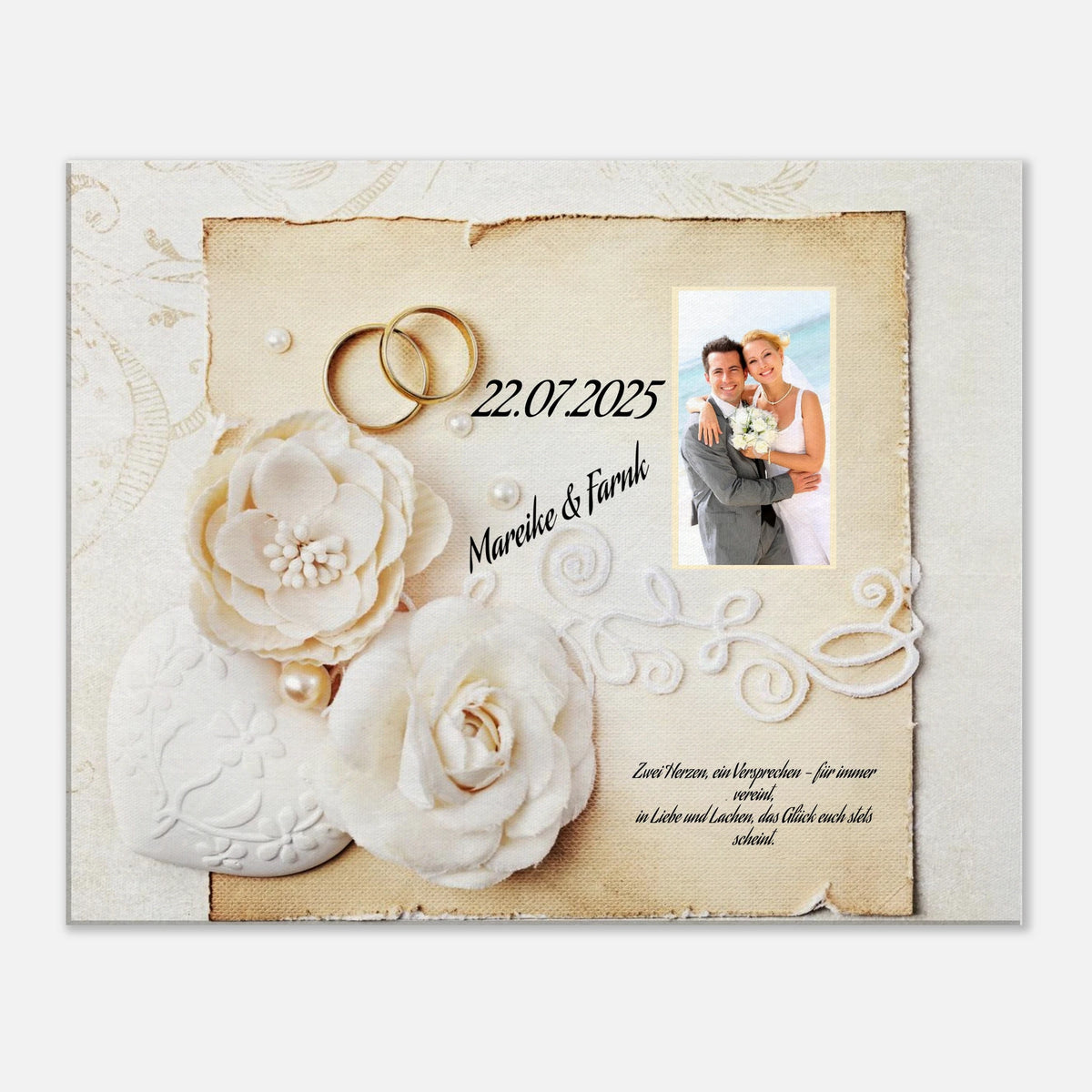 Romantische Dekoration mit emotionaler Tiefe. Geschenk zur Hochzeit - personalisierte Leinwand: symbolisiert Liebe und Zusammenhalt. Ideal für frisch Vermählte und verliebte Paare.