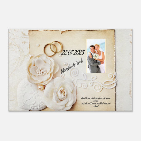 Einzigartige Erinnerung an einen besonderen Tag. Geschenk zur Hochzeit - personalisierte Leinwand: ideal als persönliches Geschenk. Ein bleibendes Andenken an einen einmaligen Tag.