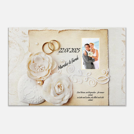 Romantische Dekoration mit emotionaler Tiefe. Geschenk zur Hochzeit - personalisierte Leinwand: ideal als persönliches Geschenk. Ein bleibendes Andenken an einen einmaligen Tag.