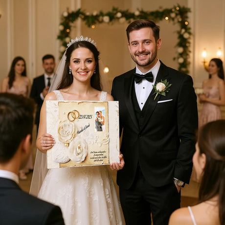 Geschenk zur Hochzeit - personalisierte Leinwand – Wandbild auf Leinwand für Wohn- und Arbeitsräume