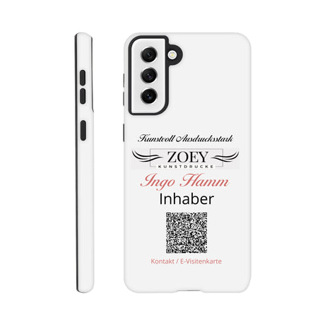 Dekoration mit Charakter. Hartschalen Phone Case für Samsung – QR-Code Visitenkarte -Werbeartikel: zeitlos und harmonisch. Schlicht, elegant und wirkungsvoll.