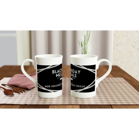Hochwertige personalisierbare Porzellantasse für jeden Anlass 284 ml Black Friday Spezial 25 – weiße Fototasse aus Keramik für Kaffee oder Tee