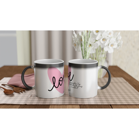 Kreative Geschenkidee Muttertag - Schimmernde Tasse mit Überraschungsdruck – weiße Fototasse aus Keramik für Kaffee oder Tee