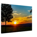 Kunstdruck auf Leinwand - Landschaftsbild Sonnenuntergang 70x100 cm / 28x40″ – Kunstdruck auf Leinwand mit Holzkeilrahmen