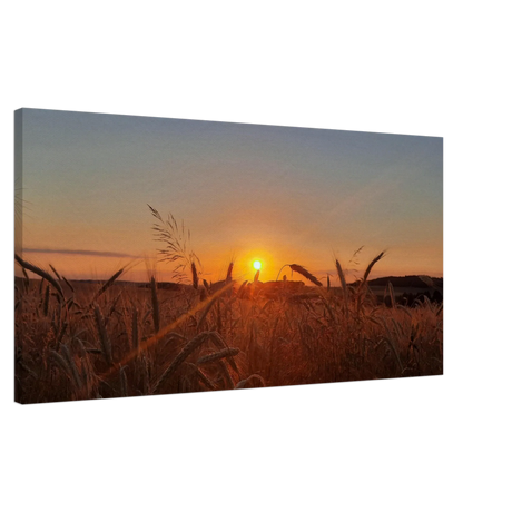 Dekoration mit Charakter. Landschaftsbild Kunstdruck auf Leinwand – Abendsonne Westerwald: für stilvolle Raumgestaltung. Schlicht, elegant und wirkungsvoll.