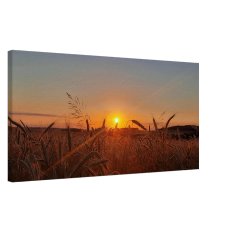 Landschaftsbild Kunstdruck auf Leinwand – Abendsonne Westerwald – Wandbild auf Leinwand für Wohn- und Arbeitsräume