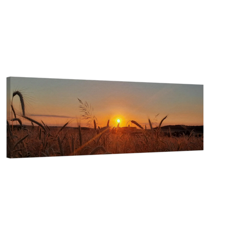 Stimmungsvolle Wandkunst für stilvolle Räume. Landschaftsbild Kunstdruck auf Leinwand – Abendsonne Westerwald: zeitlos und harmonisch. Eine besondere Bereicherung für jeden Raum.