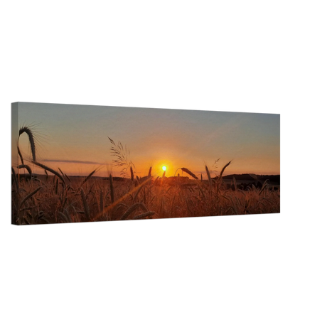 Dekoration mit Charakter. Landschaftsbild Kunstdruck auf Leinwand – Abendsonne Westerwald: für stilvolle Raumgestaltung. Schlicht, elegant und wirkungsvoll.