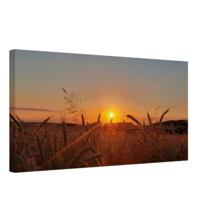 Landschaftsbild Kunstdruck auf Leinwand – Abendsonne Westerwald – Wandbild auf Leinwand mit individuell gewähltem Motiv