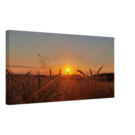 Landschaftsbild Kunstdruck auf Leinwand – Abendsonne Westerwald – Wandbild auf Leinwand mit individuell gewähltem Motiv
