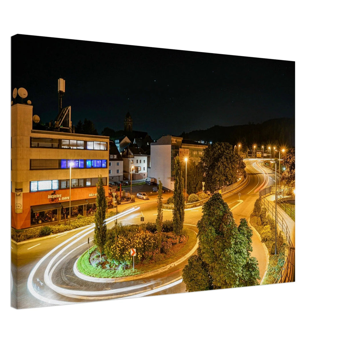 Leinwand Bild - Betzdorf bei Nacht 70x100 cm – bedruckte Leinwand auf stabilem Keilrahmen