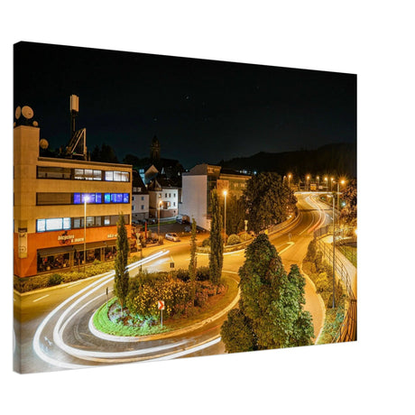 Leinwand Bild - Betzdorf bei Nacht 70x100 cm – bedruckte Leinwand auf stabilem Keilrahmen