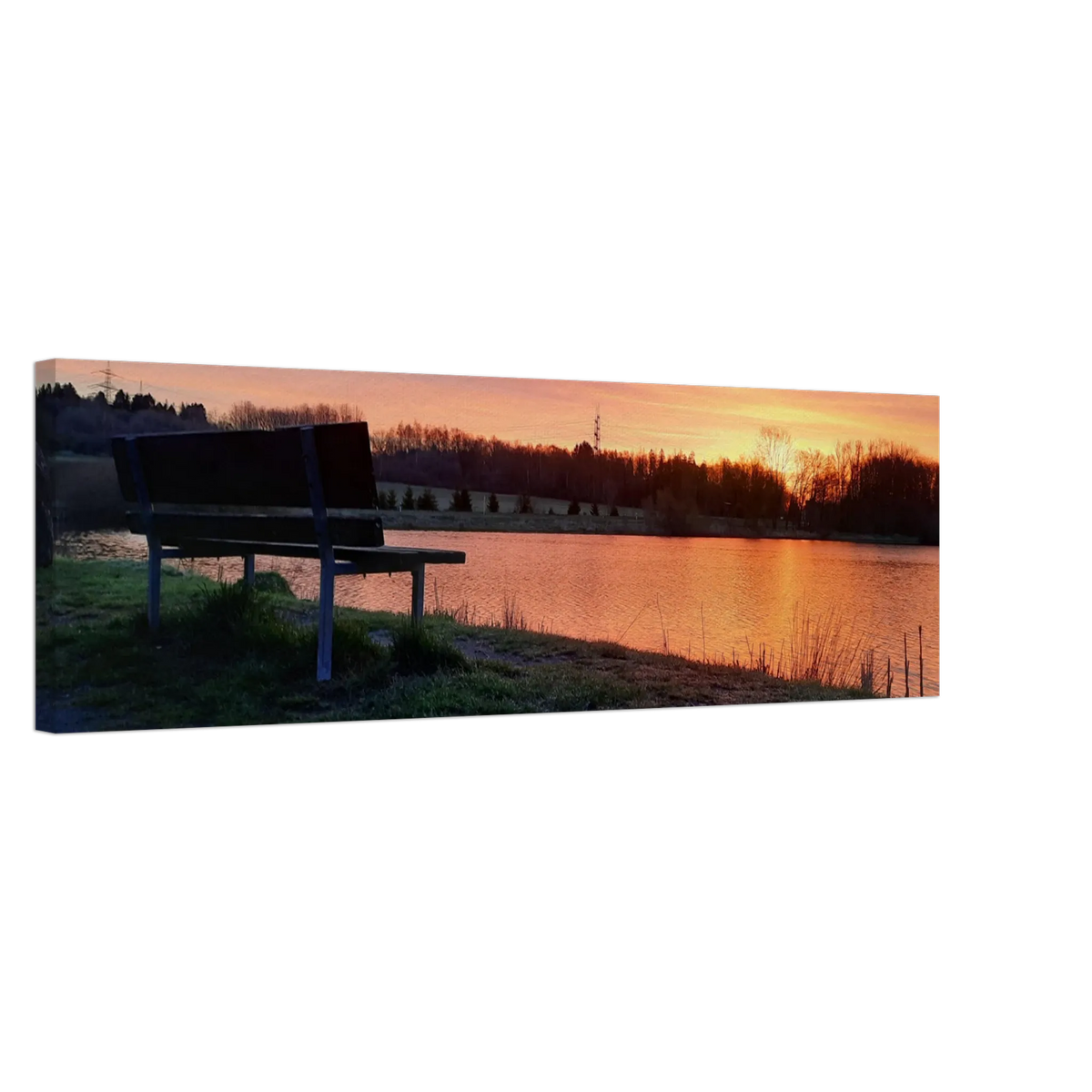 Leinwandbild Sonnenuntergang am Elkenrother Weiher – Kunstdruck für Ihr Zuhause – Wandbild auf Leinwand für Wohn- und Arbeitsräume