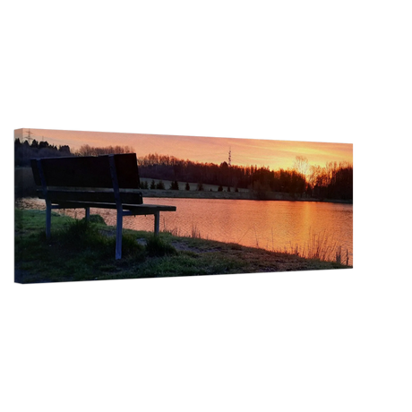 Dekoration mit Charakter. Leinwandbild Sonnenuntergang am Elkenrother Weiher – Kunstdruck für Ihr Zuhause: für stilvolle Raumgestaltung. Eine besondere Bereicherung für jeden Raum.