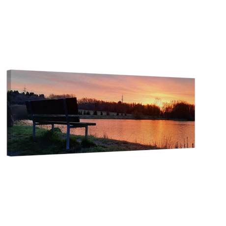 Leinwandbild Sonnenuntergang am Elkenrother Weiher – Kunstdruck für Ihr Zuhause – Leinwand-Kunstdruck als dekorative Wandgestaltung
