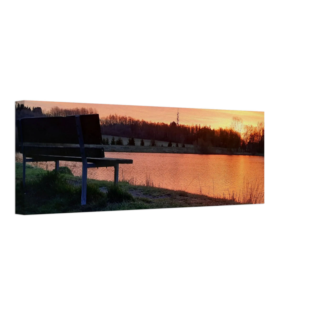 Leinwandbild Sonnenuntergang am Elkenrother Weiher – Kunstdruck für Ihr Zuhause – Kunstdruck auf Leinwand mit hochwertiger Druckwirkung