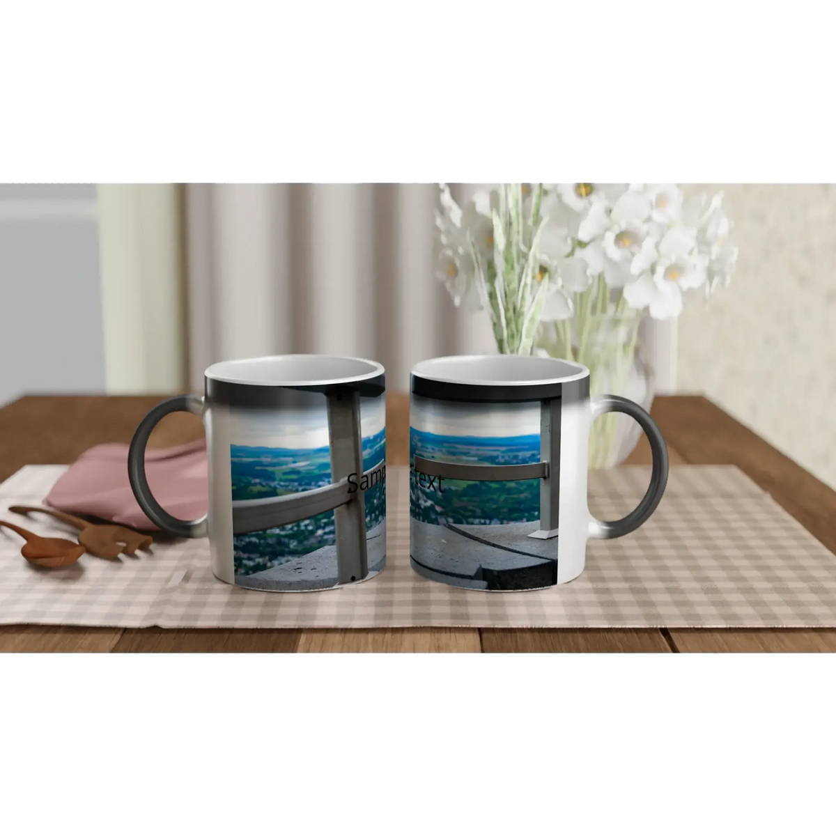 Personalisierbare Fototasse mit Schriftzug – Magische Farbwechsel Tasse – weiße Fototasse aus Keramik für Kaffee oder Tee