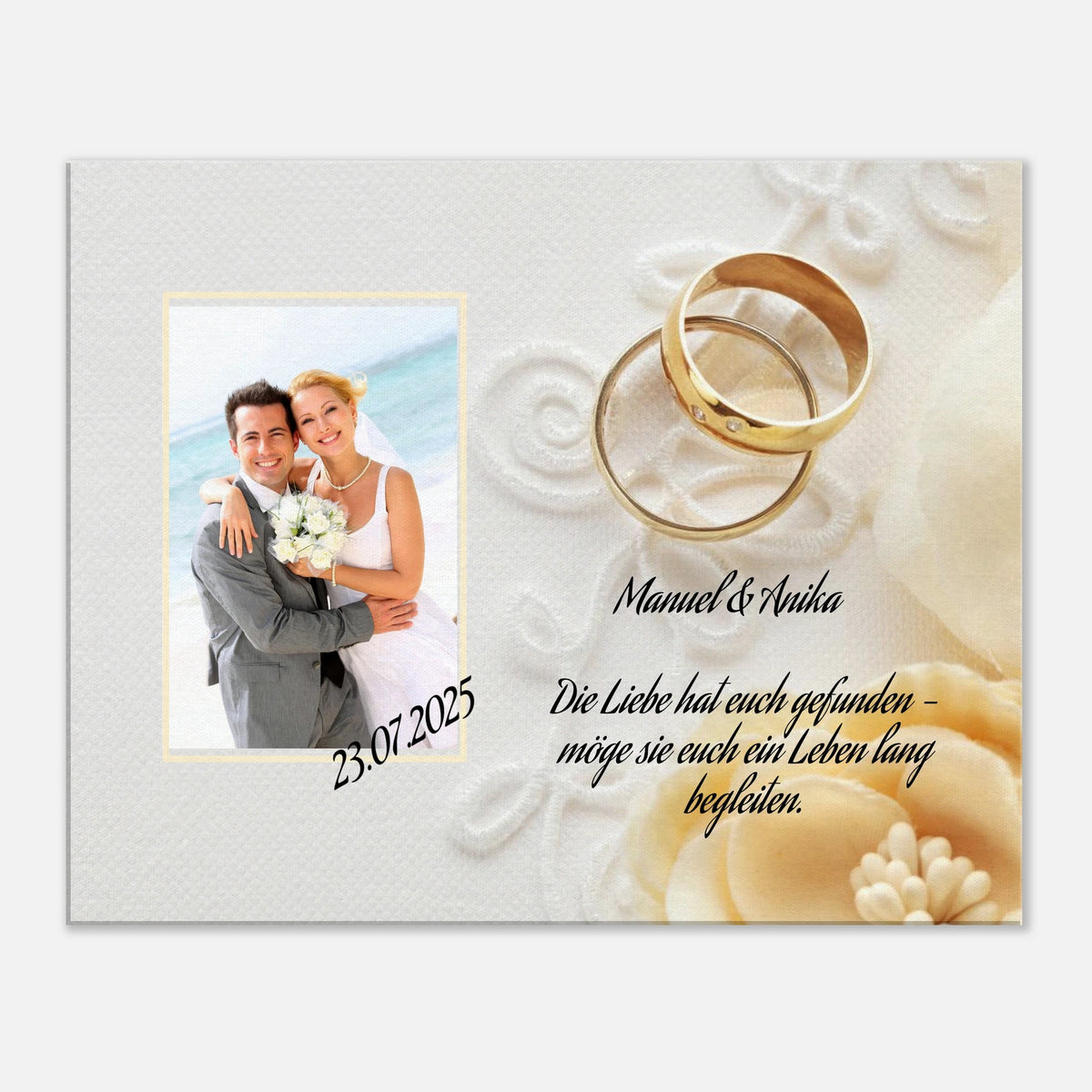 perfekte Geschenkidee Hochzeit - Leinwanddruck personalisierbar – bedruckte Leinwand mit klassischer Bildwirkung