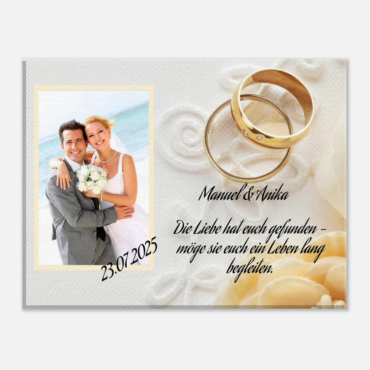 perfekte Geschenkidee Hochzeit - Leinwanddruck personalisierbar – Leinwandbild auf Holzkeilrahmen mit Motivdruck
