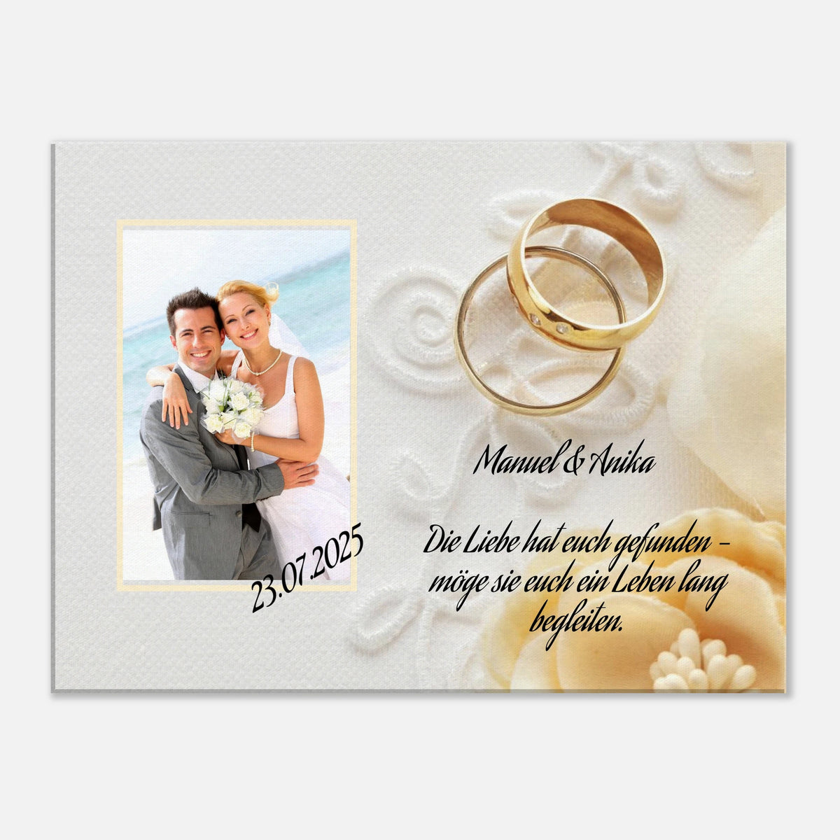 perfekte Geschenkidee Hochzeit - Leinwanddruck personalisierbar – Wandbild auf Leinwand für Wohn- und Arbeitsräume