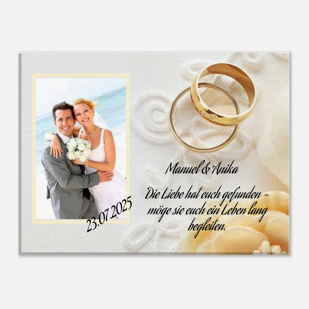 perfekte Geschenkidee Hochzeit - Leinwanddruck personalisierbar – Leinwand-Kunstdruck für dekorative Raumgestaltung