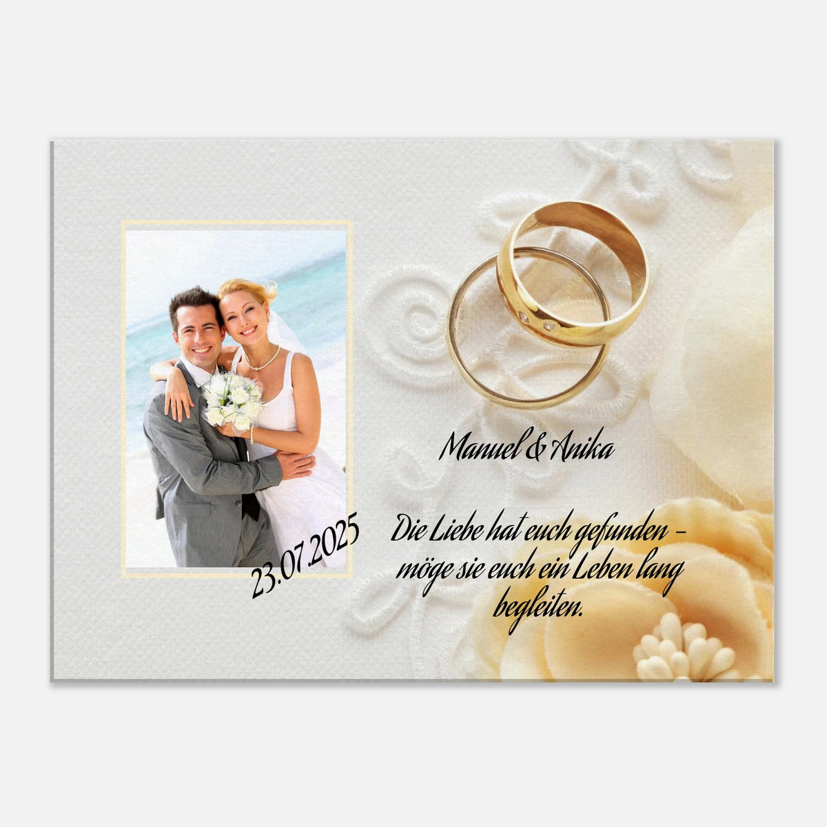 perfekte Geschenkidee Hochzeit - Leinwanddruck personalisierbar – bedruckte Leinwand mit klassischer Bildwirkung