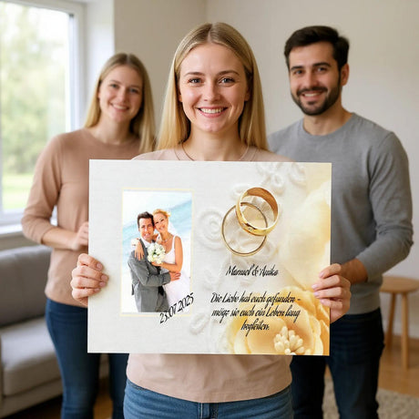 perfekte Geschenkidee Hochzeit - Leinwanddruck personalisierbar – Wandbild auf Leinwand für Wohn- und Arbeitsräume