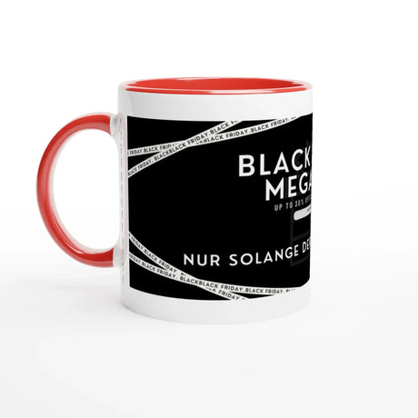 Personalisierbare Keramiktasse mit farbigem Rand | 312 ml Black friday Spezial 25 % auf – individuell gestaltbare Tasse mit Foto oder Spruch