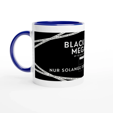 Personalisierbare Keramiktasse mit farbigem Rand | 312 ml Black friday Spezial 25 % auf – personalisierte Keramiktasse als persönliche Geschenkidee