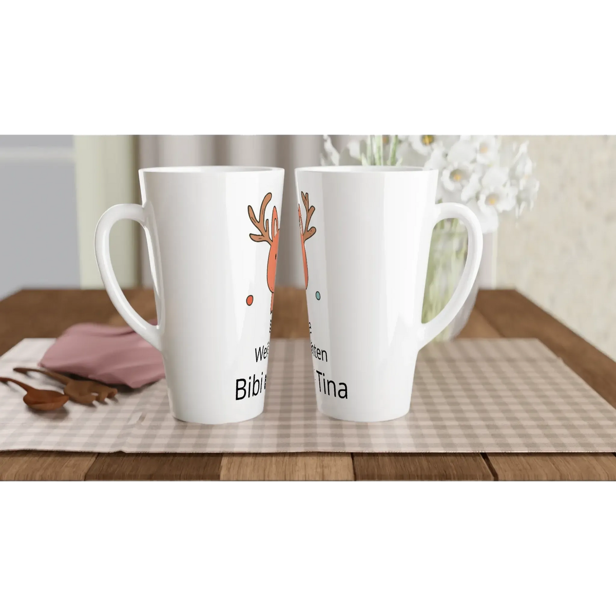 Personalisierbare Weihnachtstasse mit 17 oz ca 480 Ml mit Weihnachtsmotiv personalisierbar – weiße Fototasse aus Keramik für Kaffee oder Tee