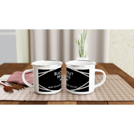 Personalisierbarer Emaille-Becher | Ideal für Camping und Reisen Black Friday Spezial 25 % – weiße Fototasse aus Keramik für Kaffee oder Tee