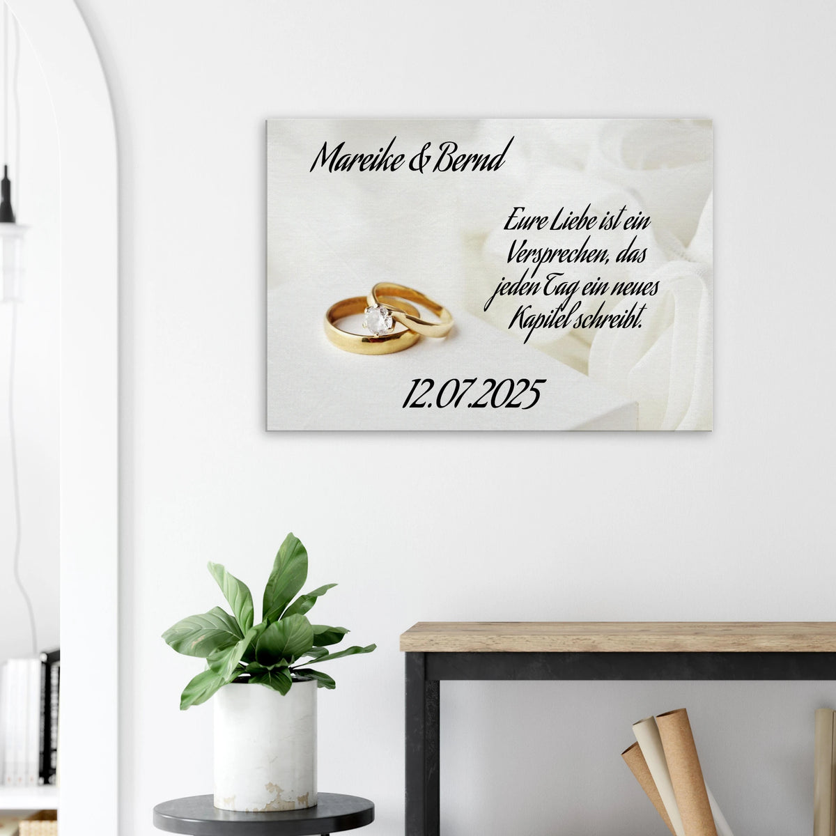 Personalisierte Hochzeits-Leinwand – Zeitloser Kunstdruck – Wandbild auf Leinwand für Wohn- und Arbeitsräume