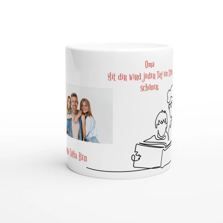 Personalisierbare Keramiktasse - Liebevolle Tasse für Oma - 11oz – weiße Fototasse aus Keramik für Kaffee oder Tee