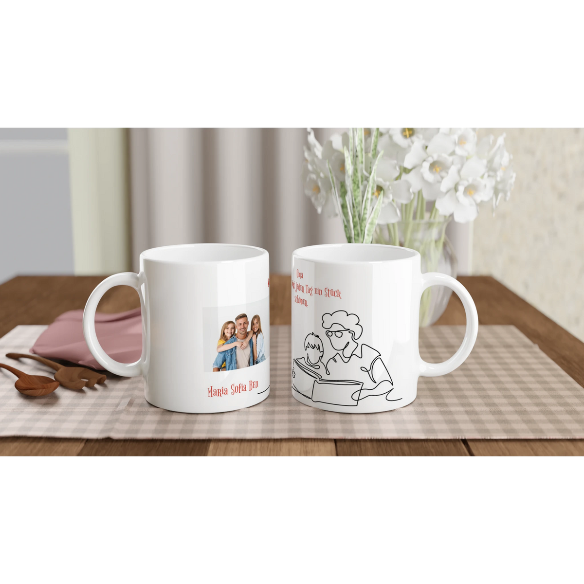 Personalisierbare Keramiktasse - Liebevolle Tasse für Oma - 11oz – Keramiktasse mit personalisierbarer Druckgestaltung